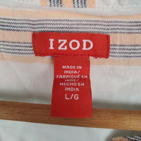 IZOD Linen Tunic.Blue and Orange Striped. LG - Picture 3 of 9